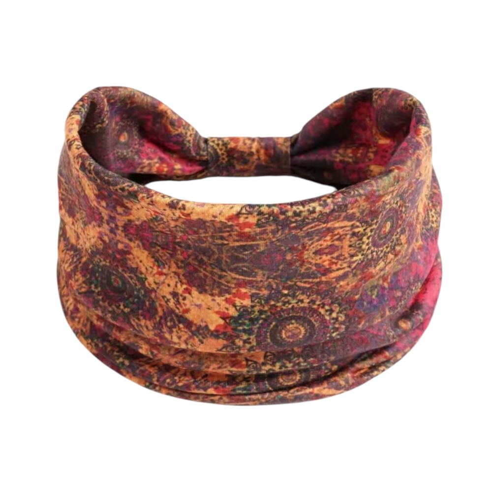 Fiery Red Mandala Yoga Headband Handkerchief Bohemian Hair Band Sporty